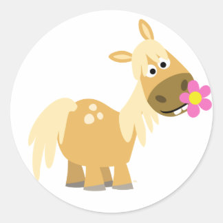 Cartoon Pony et autocollant Flower