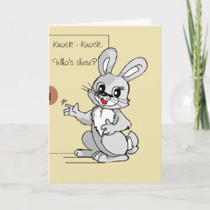 Cartoon Rabbit Knock-Knock Carte de voeux