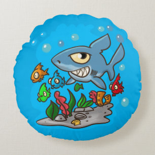 Cartoon requins autour du coussin
