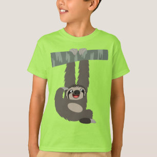 Cartoon Sloth Dangers from a Branch Kids T-Shirt