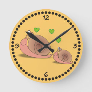 Cartoon Snails mignon Horloges murales avec chiffr