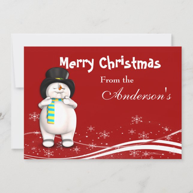 Cartoon Snowman - Carte de voeux de Noël (Devant)