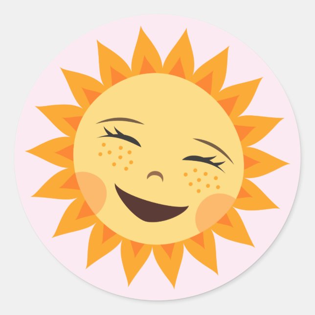 Cartoon soleil adorable stickers rose pour les fil (Devant)