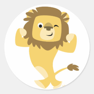 Cartoon solide Lion autocollant rond