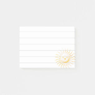 Cartoon souriant Sun Face Lined 4x3 Post-it Notes