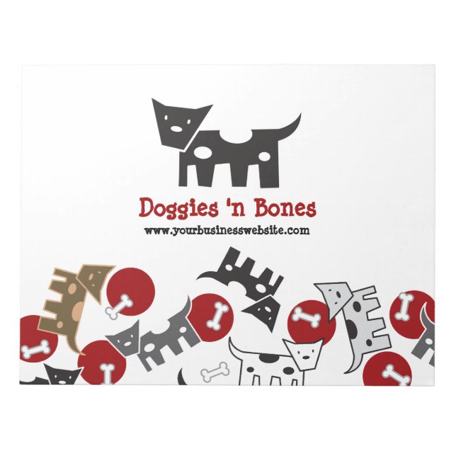 Cartoon Spotted Doggies & Os Cute Fun Bloc-notes (Devant)