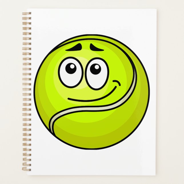 Cartoon Tennis Ball Emoji Face Happy Sports (Devant)