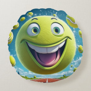 Cartoon Tennis Ball Round Coussin - Whimsun Fun