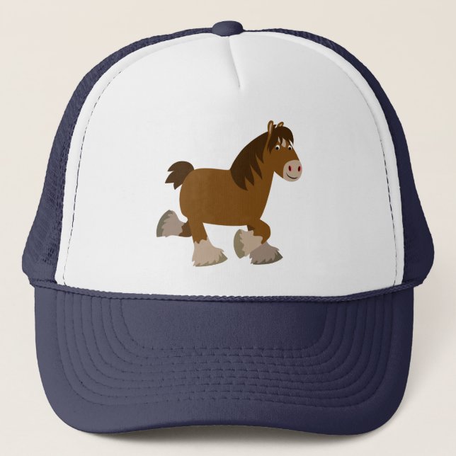 Cartoon Trotting Shire Cheval Casquette (Devant)