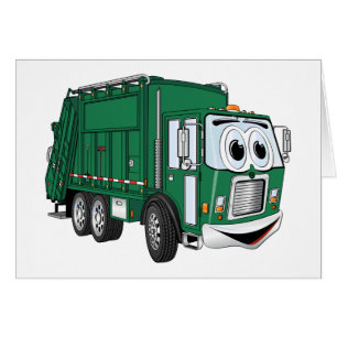 Cartoon vert souriant pour camion à ordures