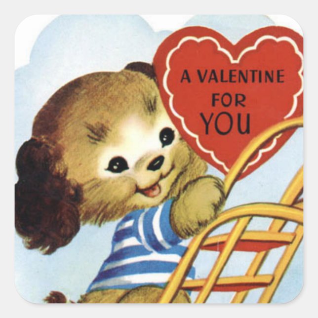 Cartoon Vintage Art Valentines autocollants (Devant)