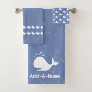 Cartoon Whale Ajouter votre nom cornflower Blue