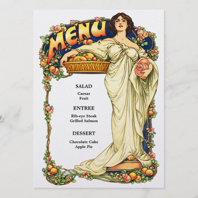 Cartouche de menu de mariage Art Nouveau rétro (Devant)