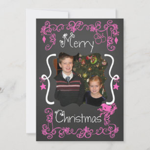 Cartouche rose Customisée Carte de vacances photo