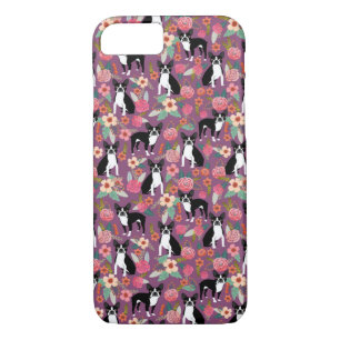 Cas floral de téléphone de Boston Terrier - coque
