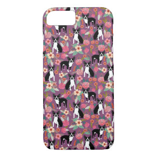 Cas floral de téléphone de Boston Terrier - coque