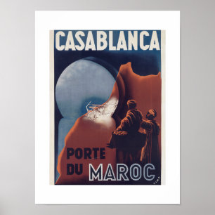 Casablanca Maroc Affiche de voyage française vinta