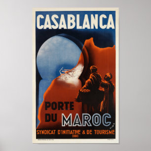 Casablanca Maroc Vintage French Travel Poster