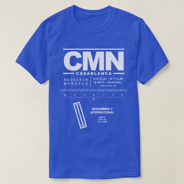 Casablanca Mohammed V Intl Airport CMN T-shirt (Design devant)