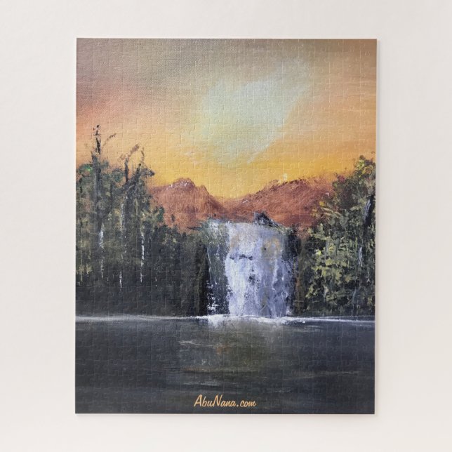 Cascade Backyard Waterfall Painting Jigsaw Puzzle (Vertical)