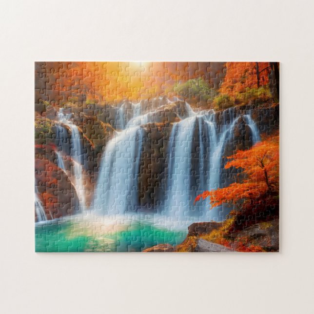 Cascade d'automne 1 Easy Cerveau Art Puzzle Photo  (Horizontal)