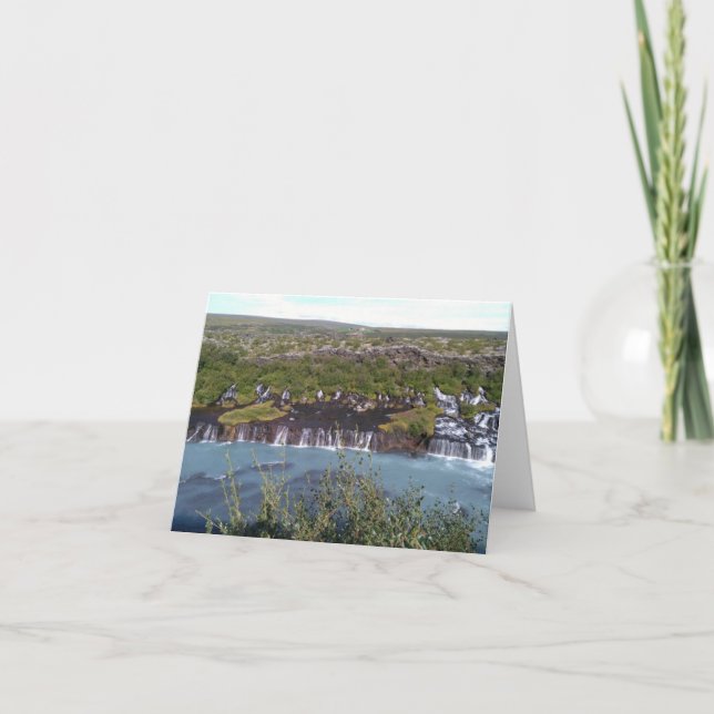 Cascade de Hraunfossar en Islande carte de voeux (Devant)