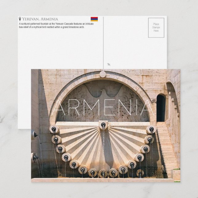 Cascade de Yerevan, carte postale de voyage en Arm (Devant / Derrière)