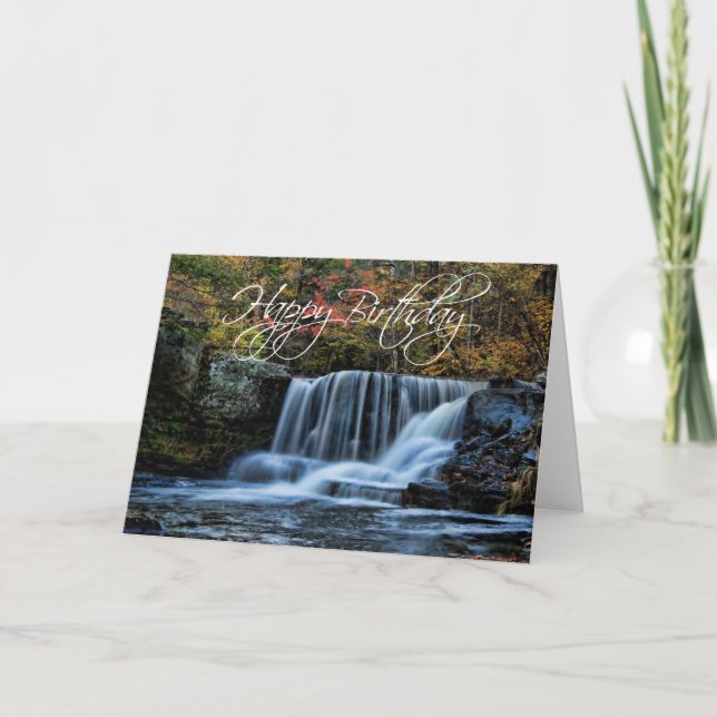 Cascade en automne Bonne carte d'anniversaire (Devant)