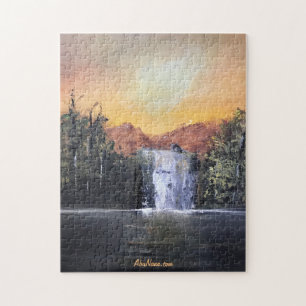 Cascade massive, Peinture de montagne Puzzle