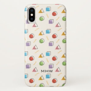 Pour iPhone Abstrait Memphis Motif personnalisé coques monogra