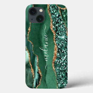 Case-Mate iPhone Case Agate Green Gold Parties scintillant Geode Marbre 