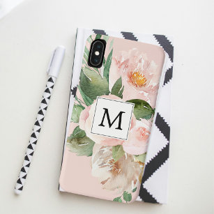 Case-Mate iPhone Case Aquarelle moderne Fleurs roses Monogrammes