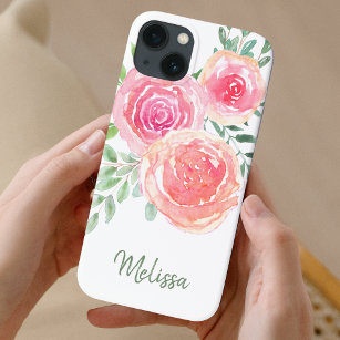 Case-Mate iPhone Case Aquarelle rose personnalisée Floral