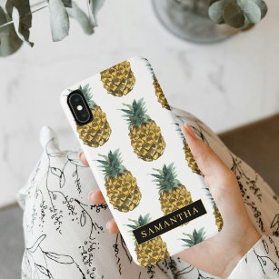 Case-Mate iPhone Case Aquarelle tropicale Motif ananas avec nom