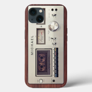 iPhone 13 Coque Armoire en bois pour enregistreur stéréo Vintage R