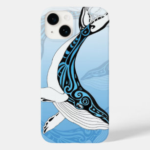 Coque Case-Mate iPhone Art bleu tribal de baleine de bosse
