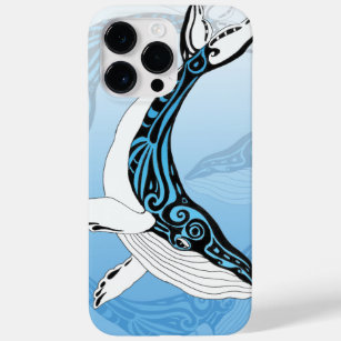 Coque Case-Mate iPhone Art bleu tribal de baleine de bosse