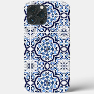 Case-Mate iPhone Case  Bleu Orné Floral Méditerranéen Carrelage Sicilien