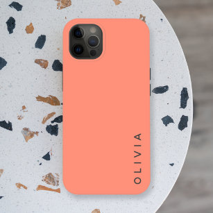 Case-Mate iPhone Case Bloc de couleur   Coral rose minimaliste Nom simpl