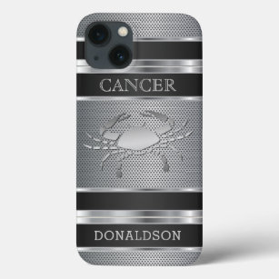 Case-Mate iPhone Case Cancer ♋ en maille noire et argentée