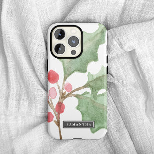 Case-Mate iPhone Case Christmas Greenery & Red Berry Nom personnalisé