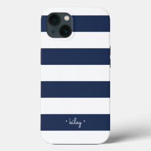 Case-Mate iPhone Case Classic Navy & White Stripe Personnalisé