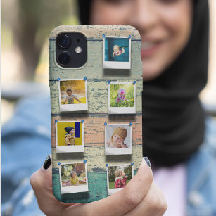 Coque Case-Mate iPhone Collage de 7 photos personnalisé Plaques en bois V