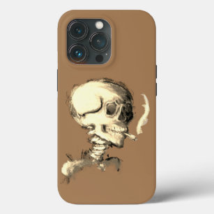 Case-Mate iPhone Case Crâne avec lit Cigarette sur brun-coque iphone