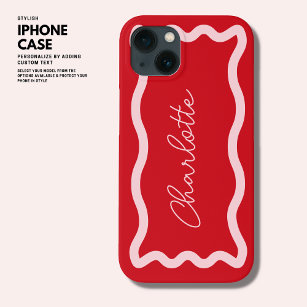 Case-Mate iPhone Case Élégant Monogramme moderne rose et rouge Vague rét