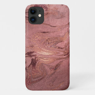 Case-Mate iPhone Case Elégant rose moderne en cuivre de marbre rouge dor