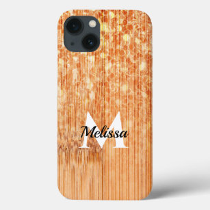 Case-Mate iPhone Case Empreinte en bois de bambou orange brillant Monogr