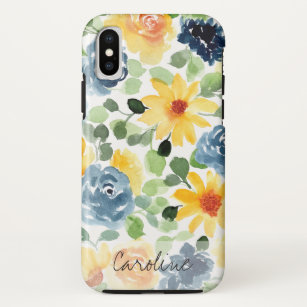 Case-Mate iPhone Case Fleurs de printemps aquarelle. Ajouter un nom.