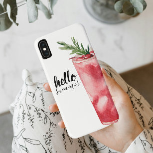 Case-Mate iPhone Case Hello Summer Watercolor Red Cherry Cocktail