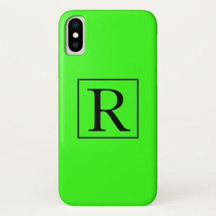 Case-Mate iPhone Case Initiales de monogramme brillant vert néon